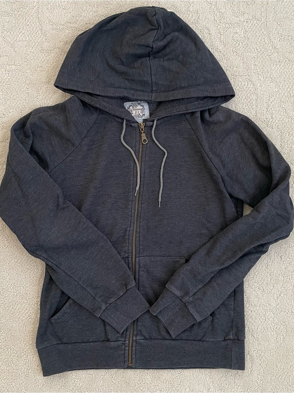 Forever 21 Women's Charcoal Zip-Up Hoodie